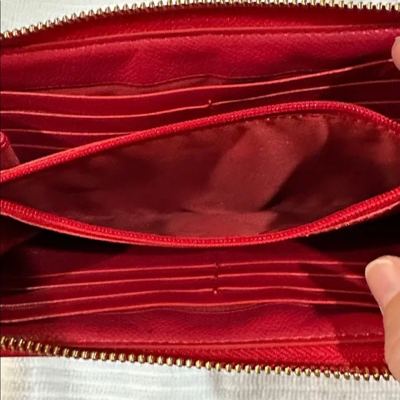 Coach ACCORDION ZIP WALLET Brown Red - Picture 6 of 6